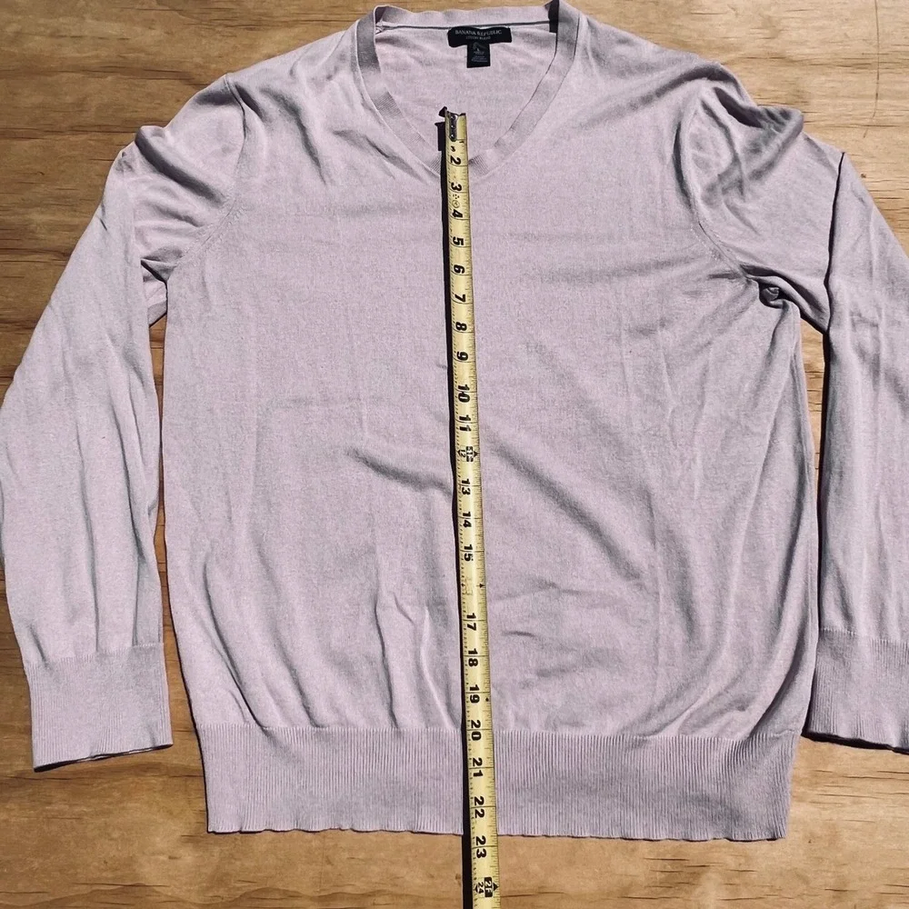 Banana Republic Luxury Blend Silk Cotton Cashmere V-Neck Sweater Lavender Mens L